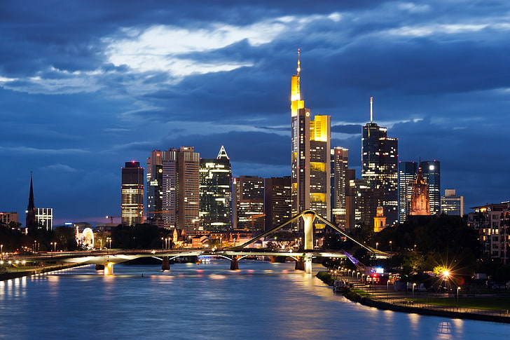 şehir binaları, cityscape, Frankfurt, Almanya, HD masaüstü duvar kağıdı