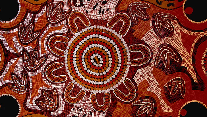 hoja roja y blanca, Australia, pintura, aborigen, tribal, ilustraciones, Fondo de pantalla HD
