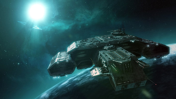 spacecraft in space, spaceship, Stargate, Daedalus-class, space, Apollo, science fiction, HD wallpaper
