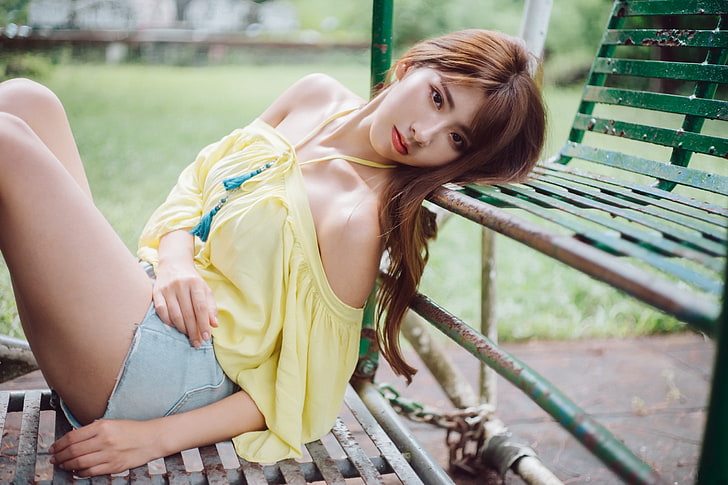 wanita, model, si rambut cokelat, Asia, Wallpaper HD