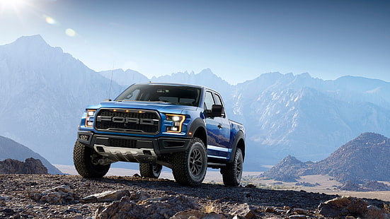 blue Ford pickup truck, Ford f-150, raptor, pickup trucks, car, Ford, vehicle, HD wallpaper HD wallpaper
