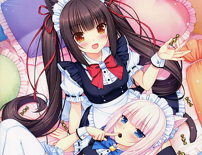 Anime Girls, Neko Para, Chocolat, Vanilla, Maid Outfit, Dziewczyny z anime, Neko Para, Chocolat, Wanilia, Strój Pokojówki, 2122x1632, Tapety HD HD wallpaper