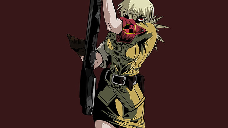 woman holding assault rifle clip art, anime, Hellsing, Seras Victoria, HD wallpaper