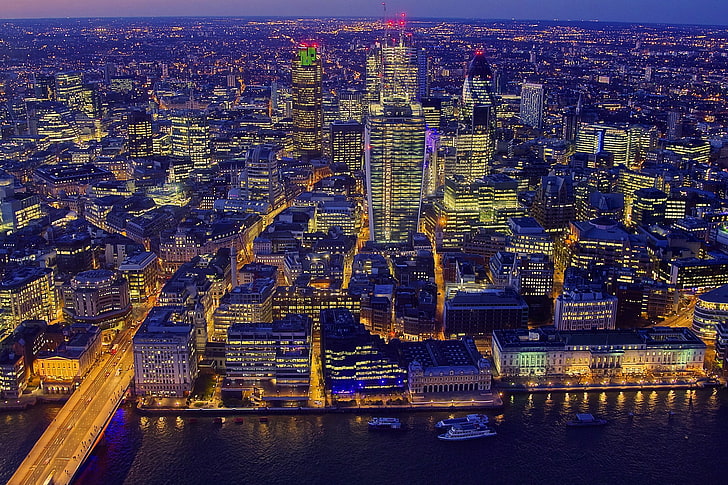 стеклянные высотные здания, городской пейзаж, лондон, HD обои