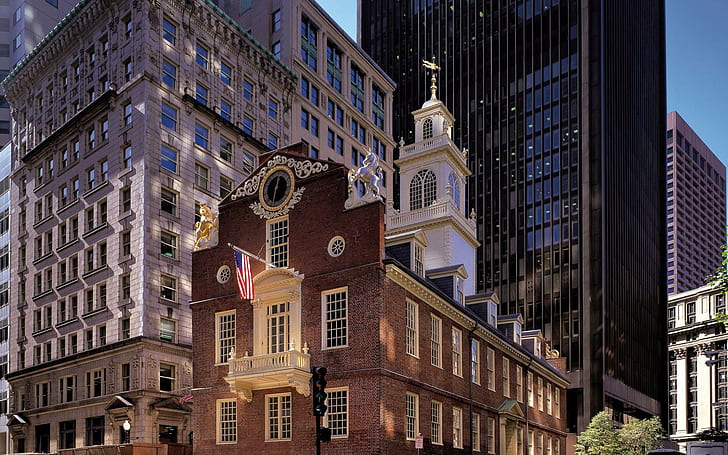 Old State House, high rise buildings, world, 1920x1200, boston, massachusetts, old state house, HD wallpaper