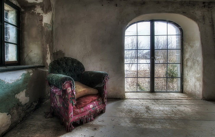 room, chair, old, window, interior, HD wallpaper