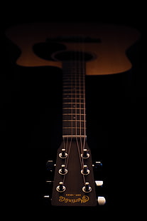guitarra, acústica, cuerdas, oscuro, Fondo de pantalla HD HD wallpaper