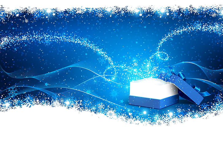 Blue Present, blue, present, holidays, gift, christmas, HD wallpaper