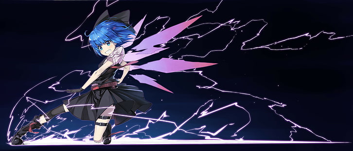 Manga, Touhou, cheveux bleus, ailes, Cirno, illustration de personnage d'anime de profil féminin, manga, touhou, cheveux bleus, ailes, cirno, Fond d'écran HD HD wallpaper