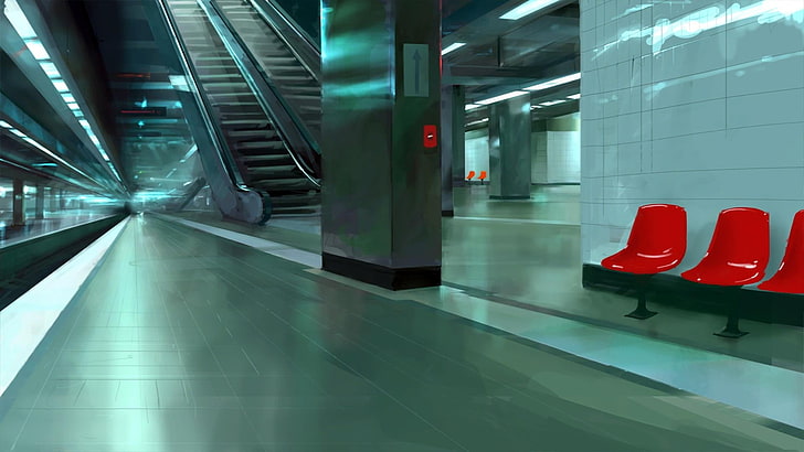 melatih foto stasiun kereta bawah tanah, karya seni, metro, bawah tanah, Wallpaper HD