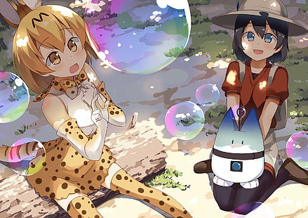 Anime, Kemono-Freunde, Kaban (Kemono-Freunde), Lucky Beast (Kemono-Freunde), Serval (Kemono-Freunde), HD-Hintergrundbild HD wallpaper