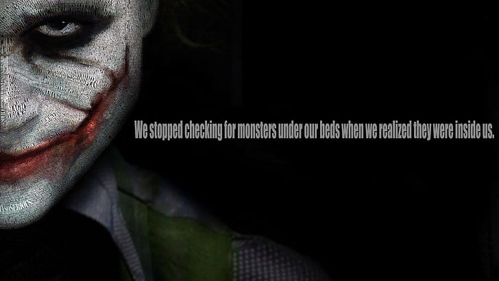 Batman Joker der dunkle Ritter Heide Ledger Zitat Typografie typografische Porträts, HD-Hintergrundbild