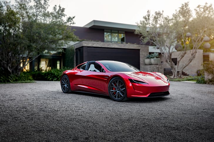 Tesla Roadster, Roadster, voiture, voiture électrique, supercars, voitures américaines, coupé, Fond d'écran HD