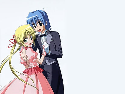 dwie postacie z anime, hayate no gotoku, sanzenin nagi, ayasaki hayate, dziewczyna, chłopak, taniec, sukienka, Tapety HD HD wallpaper