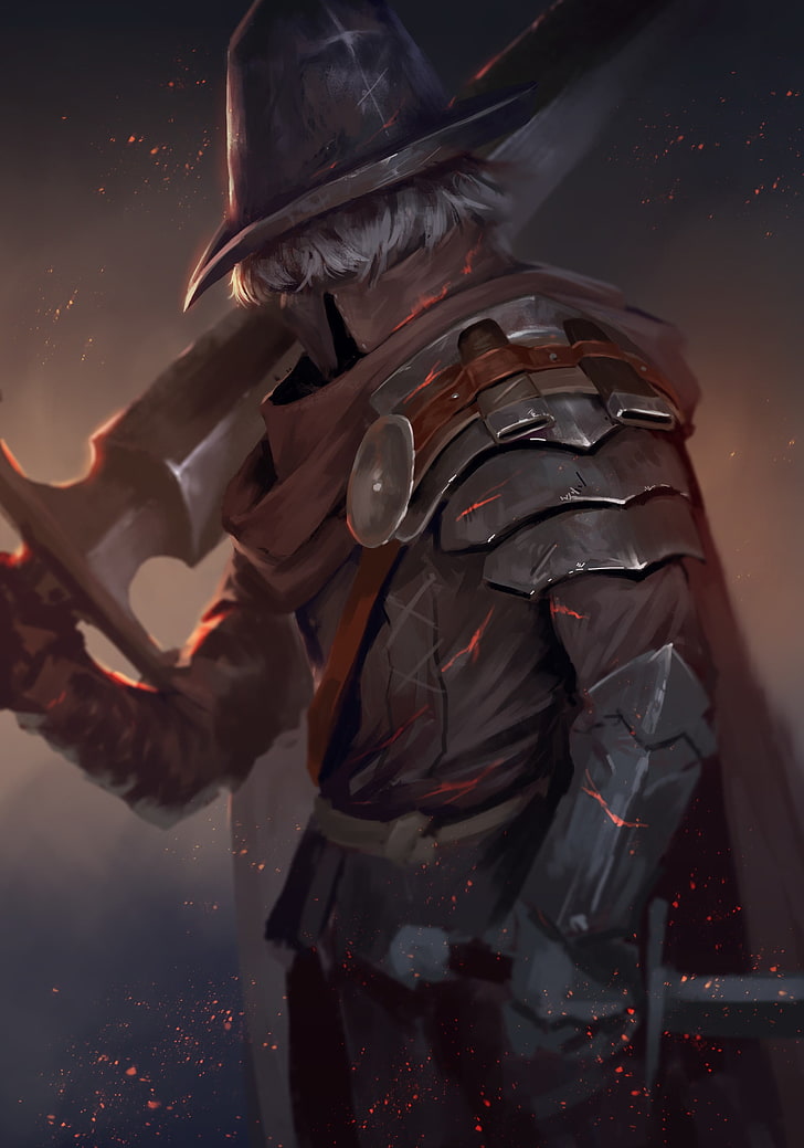 man holding sword illustration, fantasy art, warrior, Dark Souls III, Undead Legion, Abyss Watchers, Farron, HD wallpaper