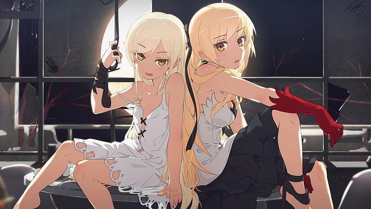 Anime, Anime Girls, Monogatari-Serie, weiße Haut, Oshino Shinobu, Fan Art, Blond, HD-Hintergrundbild
