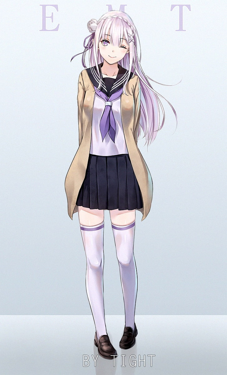 Re: Zero Kara Hajimeru Isekai Seikatsu, Anime-Mädchen, Emilia (Re: Zero), Filz (Re: Zero), HD-Hintergrundbild, Handy-Hintergrundbild