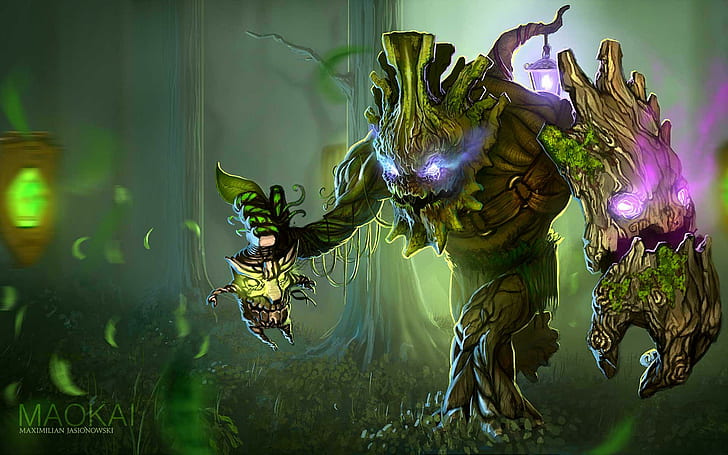 League Of Legends - Maokai, animated character illustration, maokai, league of legends, game, games, HD wallpaper