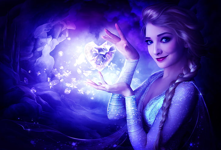 Disney Frozen Elsa wallpaper, girl, cartoon, art, frozen heart, HD wallpaper