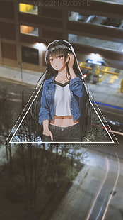 anime kızlar, resim içinde resim, anime, Horikita Suzune, sokak, Youkoso Jitsuryoku Shijou Shugi no Kyoushitsu e, HD masaüstü duvar kağıdı HD wallpaper