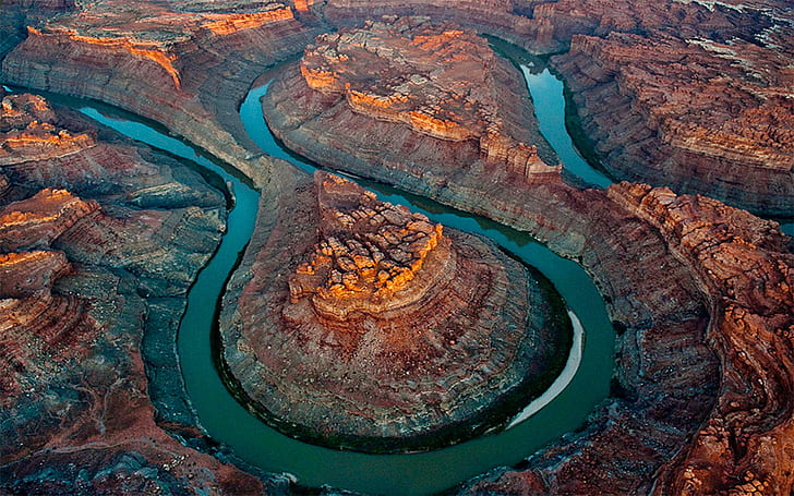 Река Колорадо, фотография с вертолета Национальный парк Каньонлендс, штат Юта, США Обои для рабочего стола Hd 1920 × 1200, HD обои
