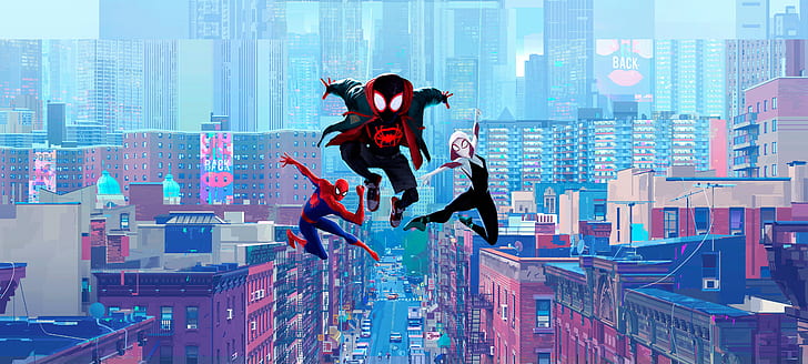 Film, Spider-Man: Into The Spider-Verse, Miles Morales, Spider-Gwen, Spider-Man, Fond d'écran HD
