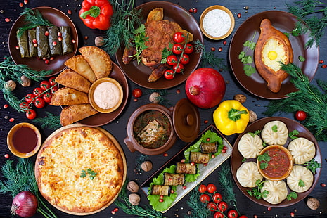 Chicken, food, tomatoes, vegetables, Paprika (Food), meat, HD wallpaper HD wallpaper