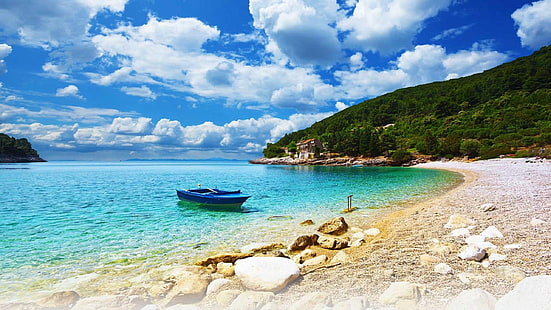 Belle plage sur la mer Adriatique en Croatie 2560 × 1440, Fond d'écran HD HD wallpaper