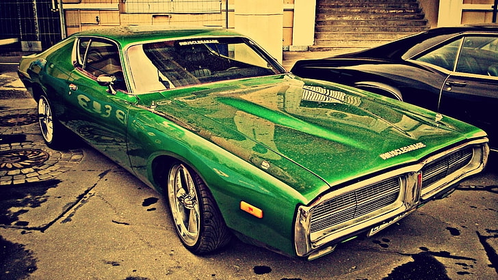 klassisk grön coupe, bil, gröna bilar, Vintage bil, HD tapet