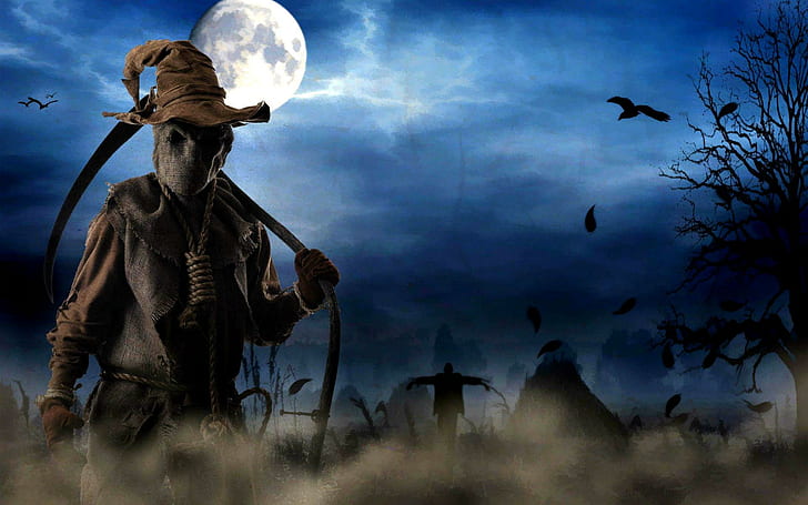 A Frightful Halloween, halloween, frightful, spooky, moonlight, nature and landscapes, HD wallpaper