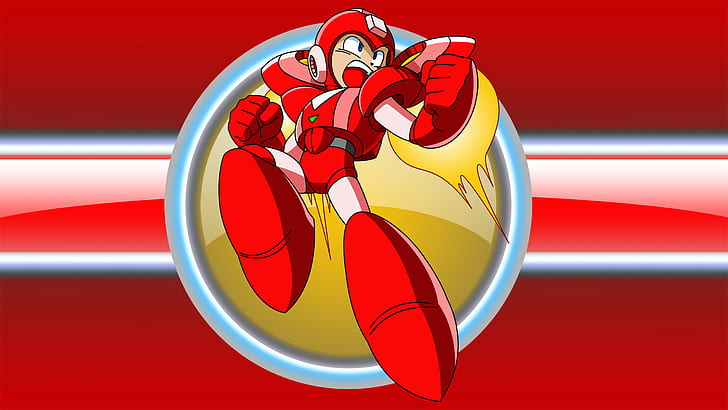 Red Megaman Jet, red rockman illustration, megaman, games, HD wallpaper