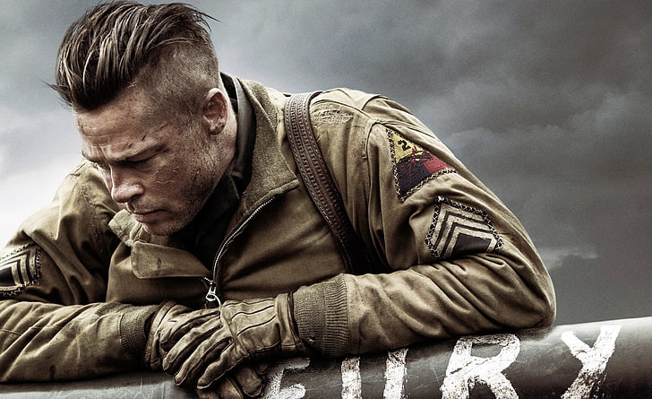 Fury Brad Pitt, Brad Pitt, filmer, andra filmer, Army, Fury, andra världskriget, frisyr, Brad Pitt, US Army, Wardaddy, HD tapet