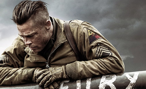 Fury Brad Pitt, Brad Pitt, Filmy, Inne filmy, Armia, Fury, II wojna światowa, strzyżenie, Brad Pitt, US Army, wardaddy, Tapety HD HD wallpaper