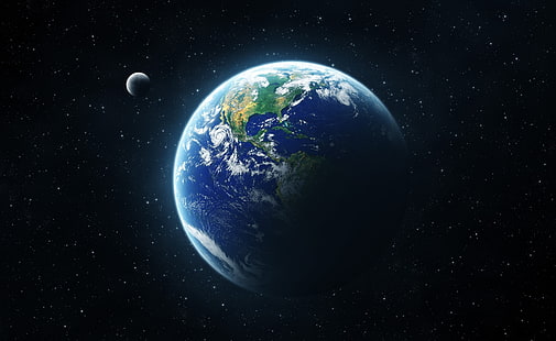 Земя и луна от космоса, тапет на Земята, космос, луна, земя, от, HD тапет HD wallpaper