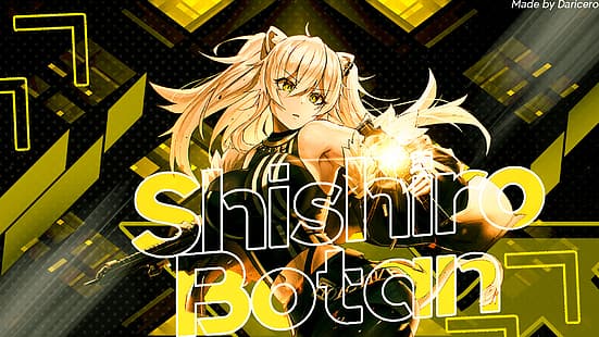 Anime-Mädchen, Shishiro Botan, Hololive, gelbe Augen, Formen, dynamisch, HD-Hintergrundbild HD wallpaper