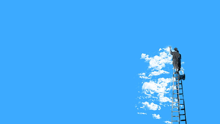 Nuages ​​Paint Blue HD, numérique / illustrations, bleu, nuages, peinture, Fond d'écran HD