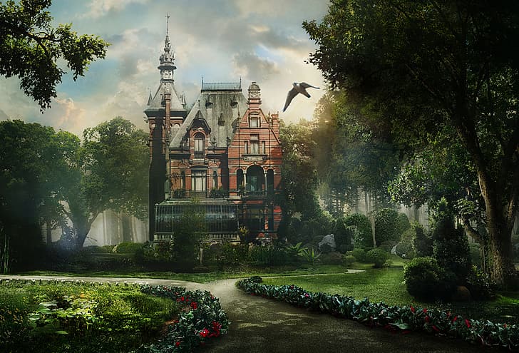 Fantasy, Nature, Home, trees, for, 20th Century Fox, Jake, Field, Judi Dench, Garden, Yard, Children, Miss, Samuel L. Jackson, Asa Butterfield, Eva Green, 2016, Miss Peregrines Home for Peculiar Children, Aba, Miss Avocet, Miss Peregrine's Home for Peculiar Children, Import LeFay Peregrine, Terence Stamp, Peregrines, Peculiar, Peregrine's, Shrubs, Barron, HD wallpaper