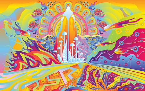 lukisan ilusi optik warna-warni, psychedelic, seni digital, Wallpaper HD HD wallpaper