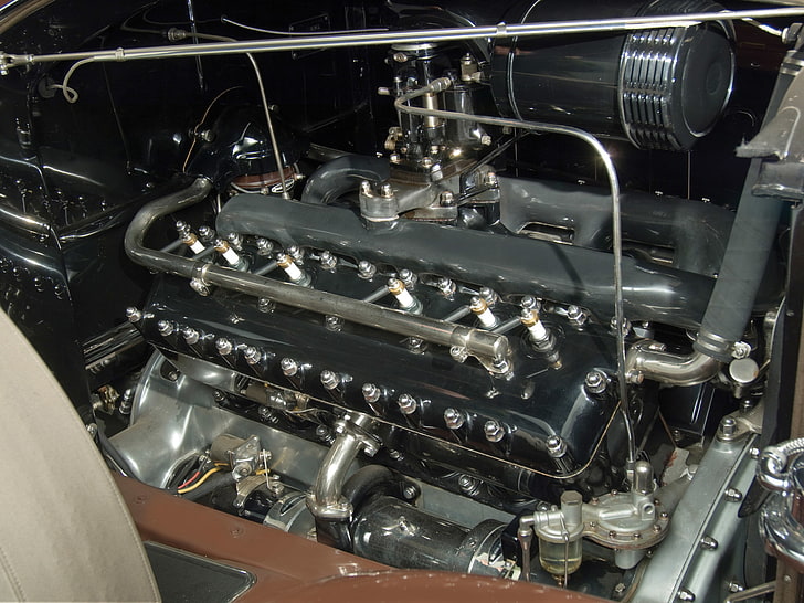 1932, brunn, dual, engine, lincoln, model kb, phaeton, retro, windshield, HD wallpaper