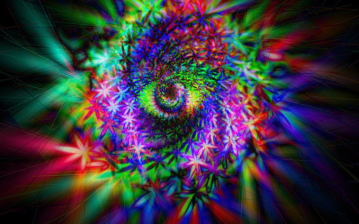 ögat och cannabis lämnar konstverk, psykedeliska, HD tapet