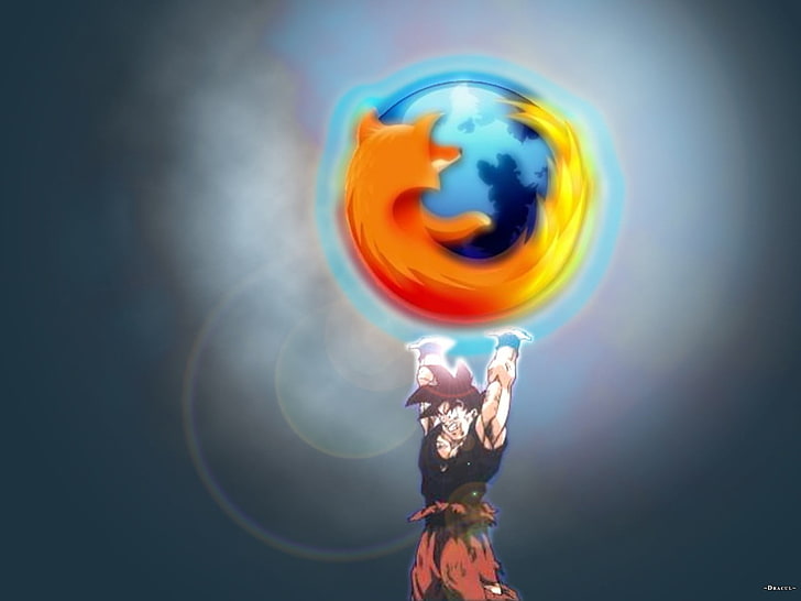 Son Goku Mozilla Firefox energy ball, Mozilla Firefox, Dragon Ball Z, HD wallpaper