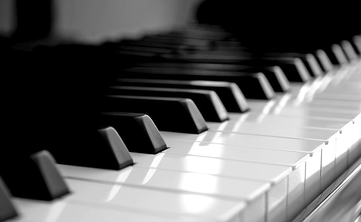 ピアノキーボード、白いピアノキー、白黒、ピアノ、キーボード、 HDデスクトップの壁紙