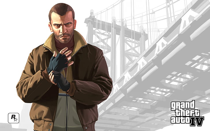 GTA, Grand Theft Auto 4, Нико Беллик, мост, перчатки, HD обои