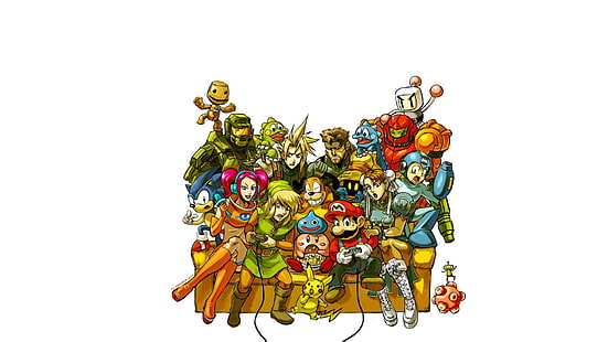 Bomberman, Cloud Strife, Master Chief, Mega Man, Solid Snake, Sonic The Hedgehog, Personagens de videogame, HD papel de parede HD wallpaper