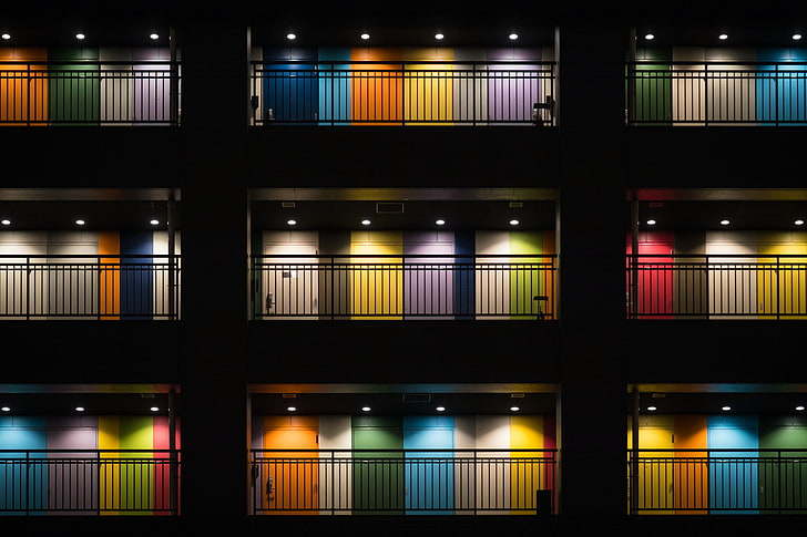 multicolored door, Tokyo, architecture, HD wallpaper