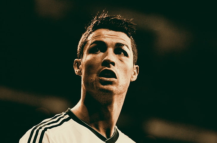 Kaos Adidas putih putra, Cristiano Ronaldo, Real Madrid, sepak bola, Wallpaper HD