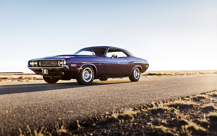 black muscle car, Dodge, Challenger, muscle car, 1970, lunchbox photoworks, HD wallpaper