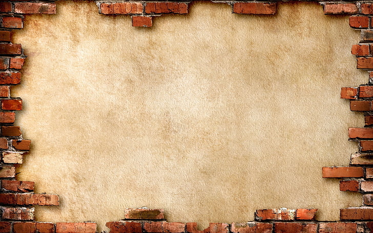 коричневая иллюстрация кирпичной стены, стены, камни, кирпичи, фон, текстура, HD обои
