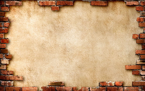 茶色のレンガの壁の図、壁、岩、レンガ、背景、テクスチャ、 HDデスクトップの壁紙 HD wallpaper