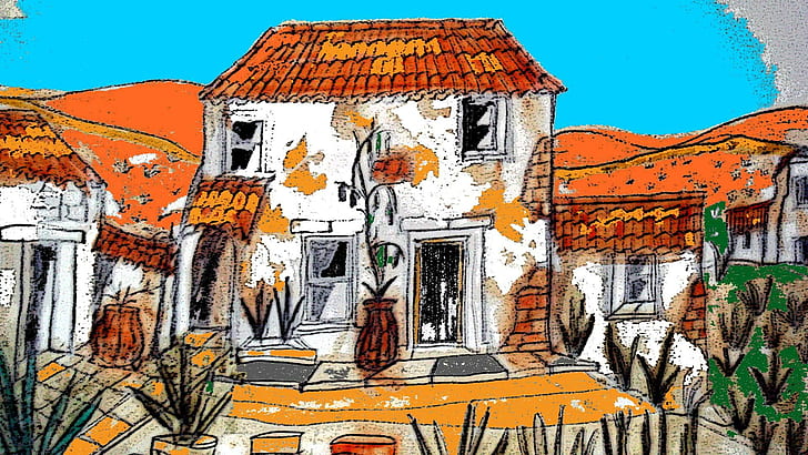 古いフランスの家 茶色の屋根のイラスト 色 家 フランス語 動物と白い塗られた家 Hdデスクトップの壁紙 Wallpaperbetter